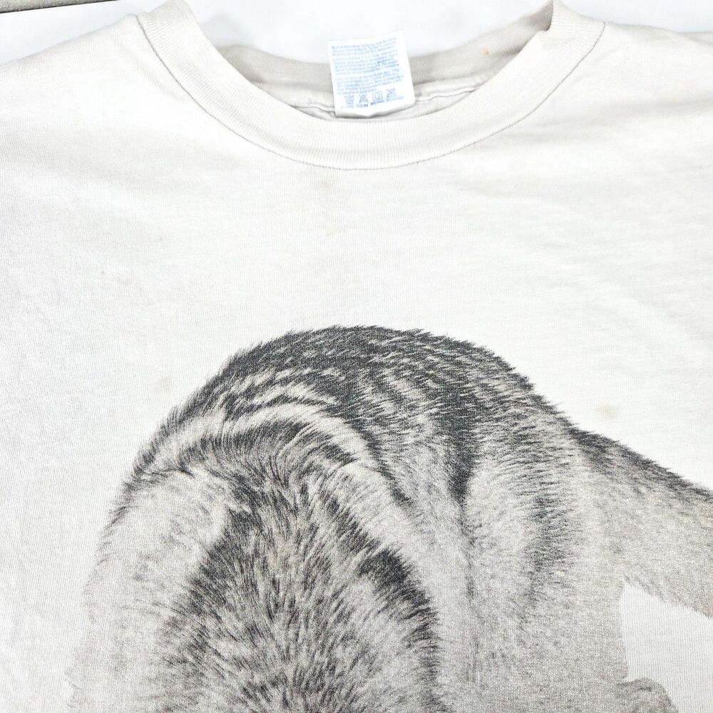 Vintage 90s Wolf Nature T Shirt Hanes Beefy-T Single Stitch Wildlife Tee Sz XL - Picture 8 of 10